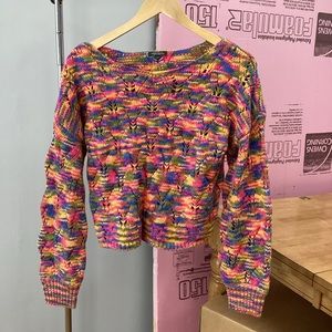Wild Fable Space Dye Colorful Open Knit Sweater